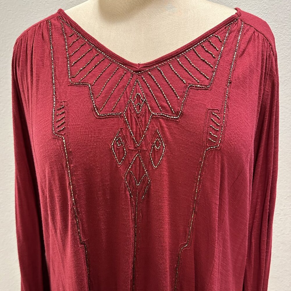 Lucky Brand Beaded And Embroidered Top